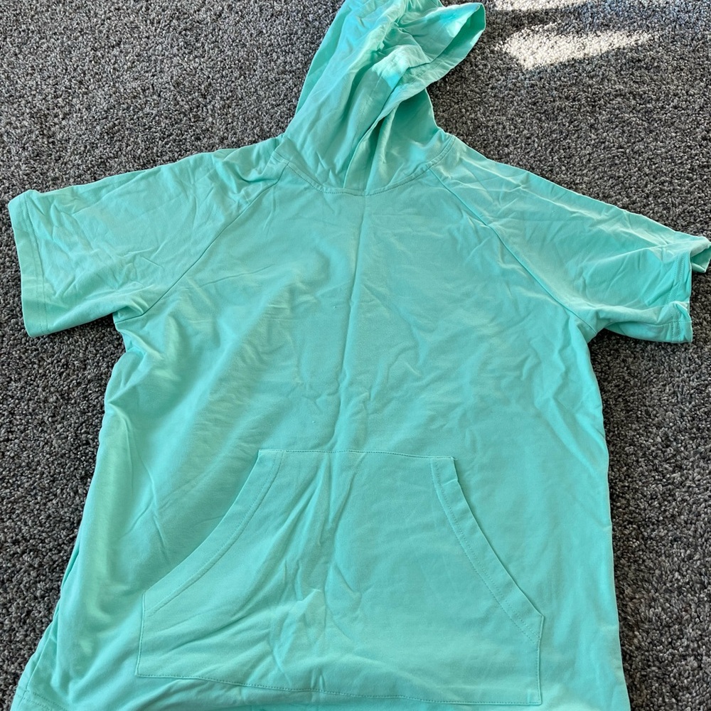 Spring&Gege Youth Teal Short Sleeve Hoodie, youth xl